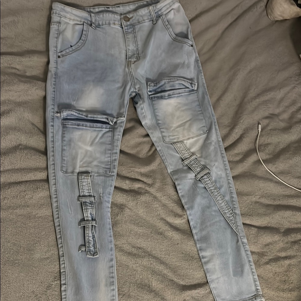 Blue Skinny Distressed Jeans